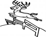 Printable Deer Jumping over the Fence coloring pages