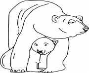Printable Baby Polar Bear Hiding Under Moms Tummy coloring pages
