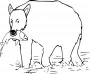 Printable Brown Bear Catching Fish coloring pages