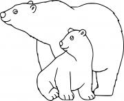 Printable Polar Bear Cub and Mother coloring pages