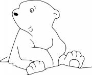 Printable Baby Polar Bear Sits on the Ground coloring pages