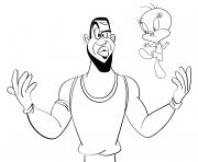 Printable LeBron James and Tweety Bird coloring pages