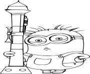 Printable Phil Minion Holds a Rocket coloring pages