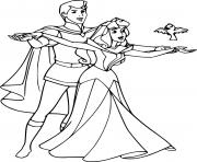 Printable Phillip and Aurora with a Bird coloring pages