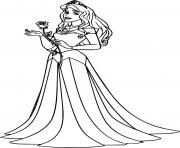 Printable Aurora Holds a Rose Disney Princess coloring pages