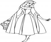 Printable Princess Aurora Comes Barefoot coloring pages