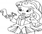Printable Young Aurora with the Squirrel coloring pages