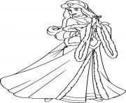Printable Aurora in Winter Dress Disney Princess coloring pages