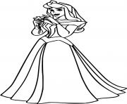 Printable Aurora Holds a Flower Disney Princess coloring pages