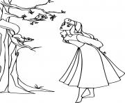 Printable Aurora Looking at Forest Animals Disney Princess coloring pages