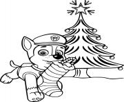 Printable Paw Patrol Chase and a Christmas Tree coloring pages