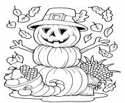 Printable pumpkin snowman fall coloring pages