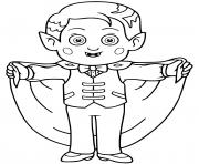 Printable child dressed as a vampire coloring pages