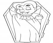 Printable vampire rests in his tomb coloring pages