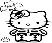 Printable hello kitty halloween skeleton coloring pages