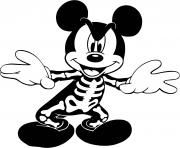 Printable mickey mouse as a skeleton disney halloween coloring pages