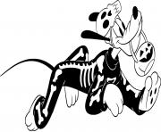 Printable pluto as a skeleton disney halloween coloring pages