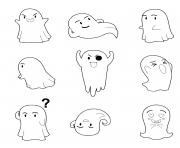Printable emoji ghost cartoon coloring pages