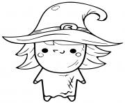 Printable Kawaii Witch halloween coloring pages