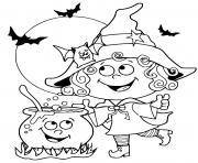 Printable Witch Cute Girl coloring pages