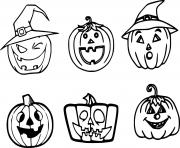 Printable Six Different Shape Jack O Lanterns coloring pages