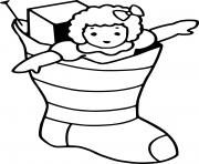 Printable Doll in Stocking coloring pages
