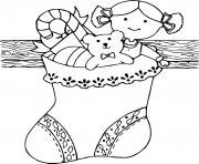 Printable Doll and Bear in Stocking  coloring pages