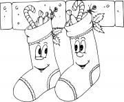 Printable Two Stockings with Funny Faces coloring pages