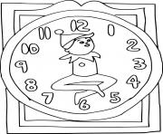 Printable Elf Clock coloring pages