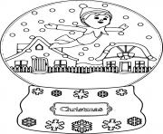 Printable Elf in a Snow Globe coloring pages