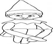 Printable Elf on the Shelf sits down coloring pages