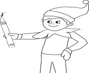 Printable Elf on the Shelf holds a Pencil coloring pages