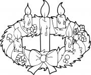 Printable Christmas Wreath with Candles coloring pages