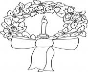 Printable Poinsettia Wreath with a Candle coloring pages