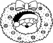 Printable Santa Claus in the Wreath coloring pages