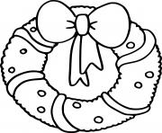 Printable Simple Christmas Wreath with Bowknot coloring pages