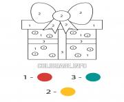 Printable easy 3 color christmas gift color by number coloring pages
