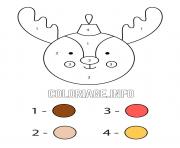 Printable Christmas bauble in the shape of a reindeer color by number coloring pages