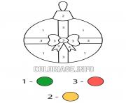 Printable Christmas ball in the shape of a gift color by number coloring pages
