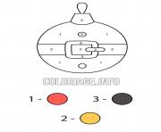 Printable christmas bauble dressed by santa claus color by number coloring pages