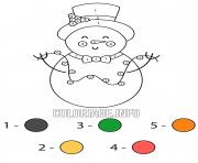 Printable snowman with christmas lights color by number coloring pages