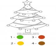Printable simple easy christmas tree color by number coloring pages