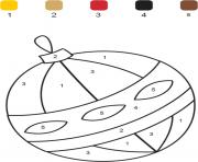 Printable magic christmas ball number color by number coloring pages