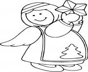 Printable Little Angel Holds a Snowflake coloring pages