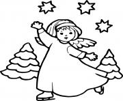 Printable Little Girl Angel Skating coloring pages