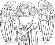 Printable Lady Angel with Large Wings coloring pages