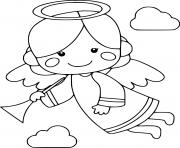 Printable Angel Holds a Horn coloring pages