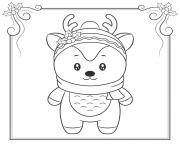 Printable cute reindeer with scraf merry christmas coloring pages