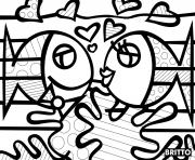 Printable fish lovers by romero britto coloring pages