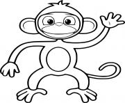 Printable Monkey Waving Hand coloring pages